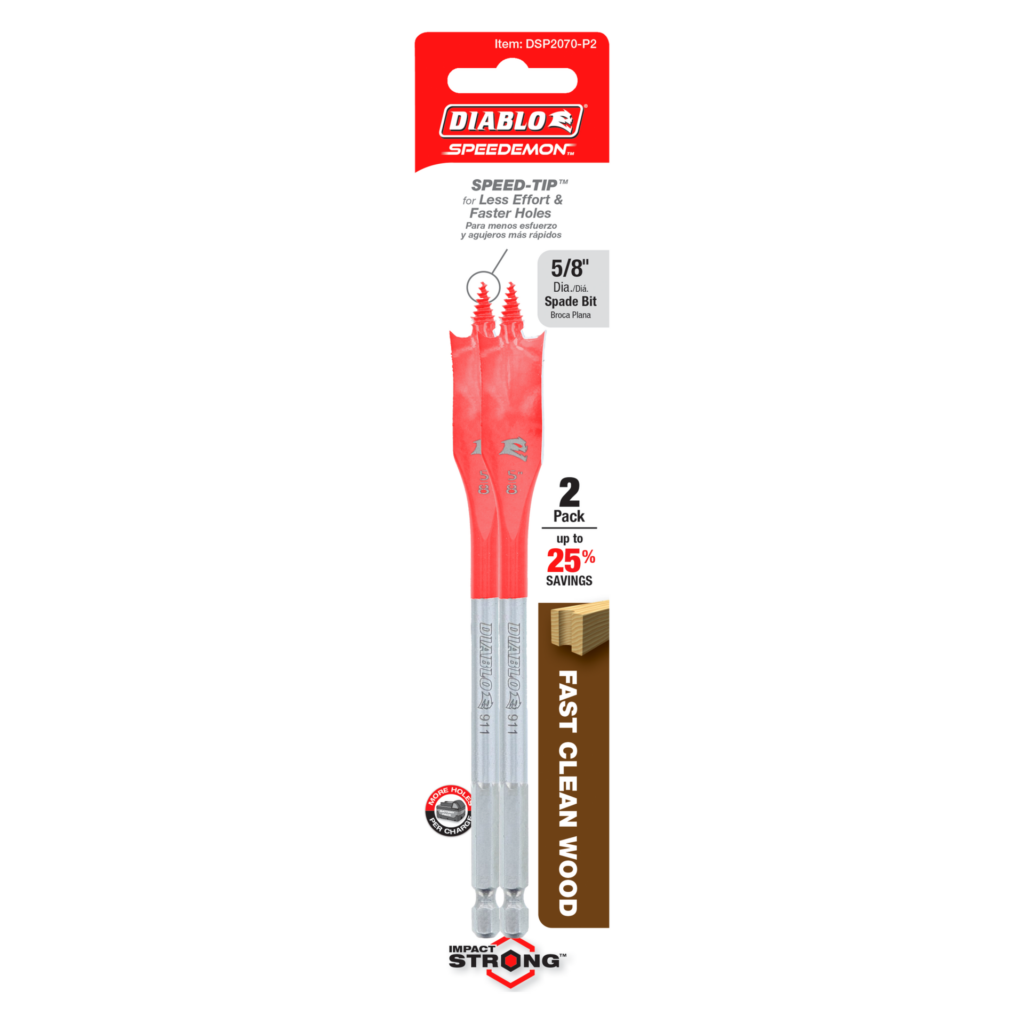 5/8" x 6" Spade Bits for Wood (2-Pack)