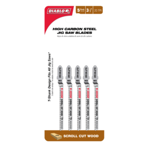 3-1/4" 20TPI High Carbon Steel Jig Saw Blade Set for Wood (5-Pack)