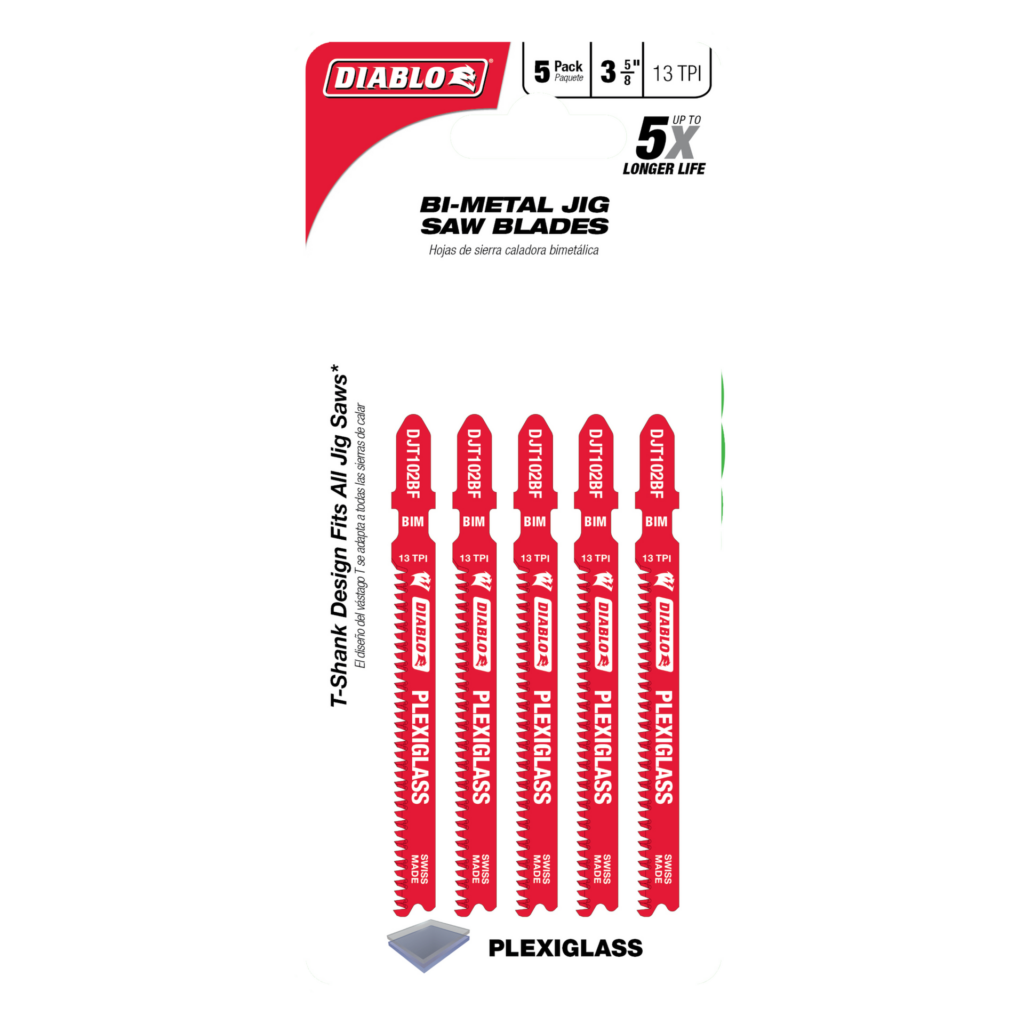 3-5/8" 13TPI Bi-Metal Jig Saw Blades for Plexiglass (5-Pack)