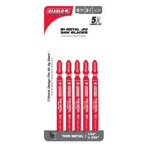 3-5/8" 30TPI Bi-Metal Jig Saw Blades for Thin Metal (5-Pack)