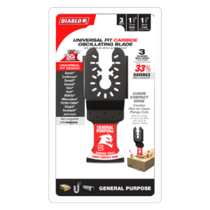 1-1/4" AMPED™ Demo Demon™ Universal Fit Carbide Teeth Oscillating Blades for General Purpose Cuts (3-Pack)
