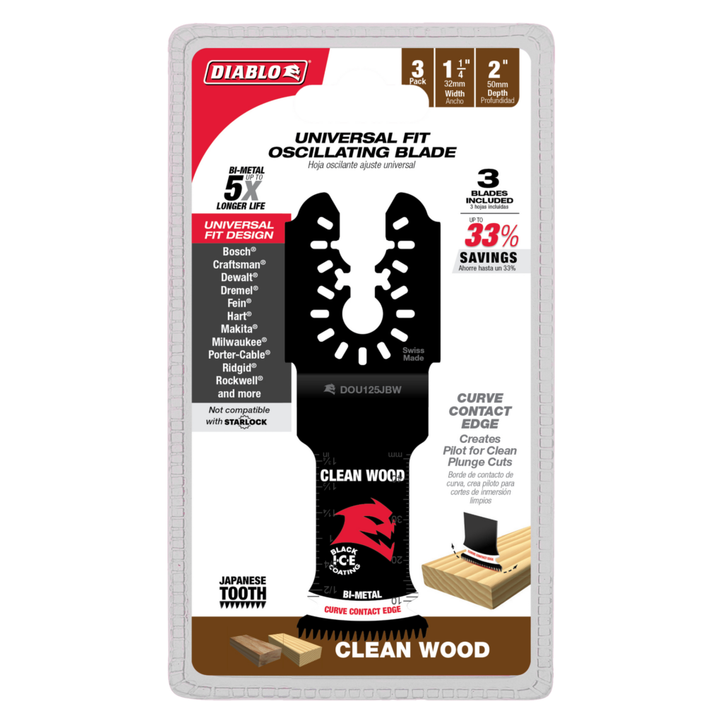 1-1/4" Demo Demon™ Universal Fit Bi-Metal Oscillating Blades for Clean Wood (3-Pack)