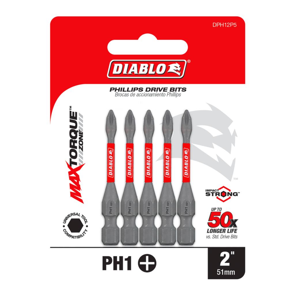 2" #1 Phillips Drive Bits (5-Pack)