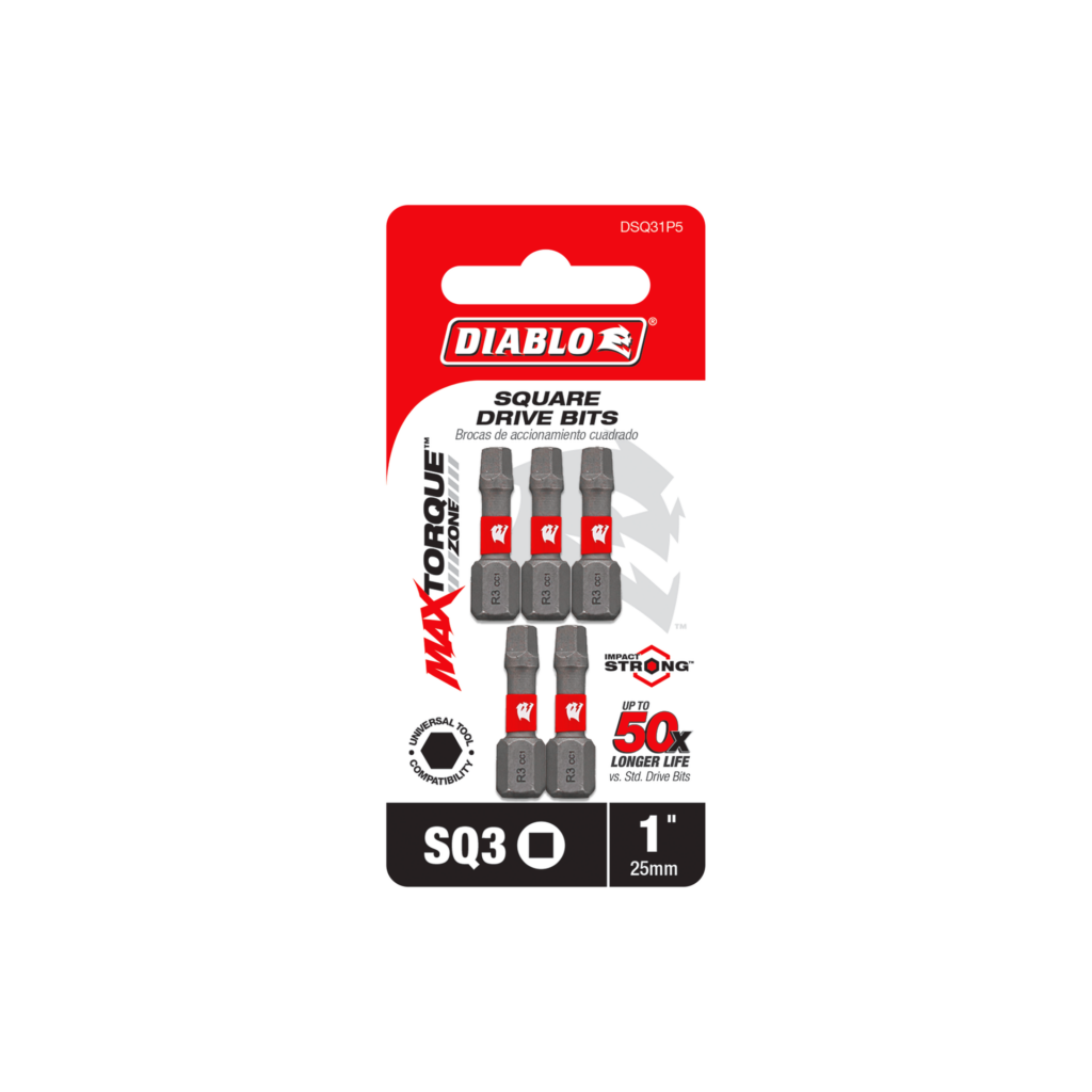 1" #3 Square Drive Bits (5-Pack)