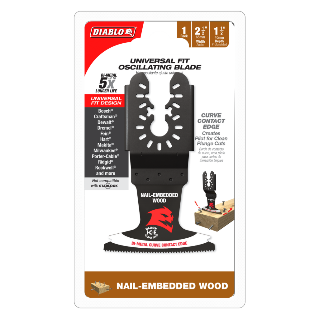 2-1/2" Universal Fit Bi-Metal Oscillating Blade for Nail-Embedded Wood