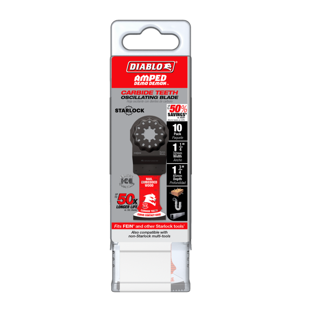 Diablo 1-1/4" AMPED™ Demo Demon™ Starlock Carbide Teeth Oscillating Blades for Nail-Embedded Wood (10-Pack)