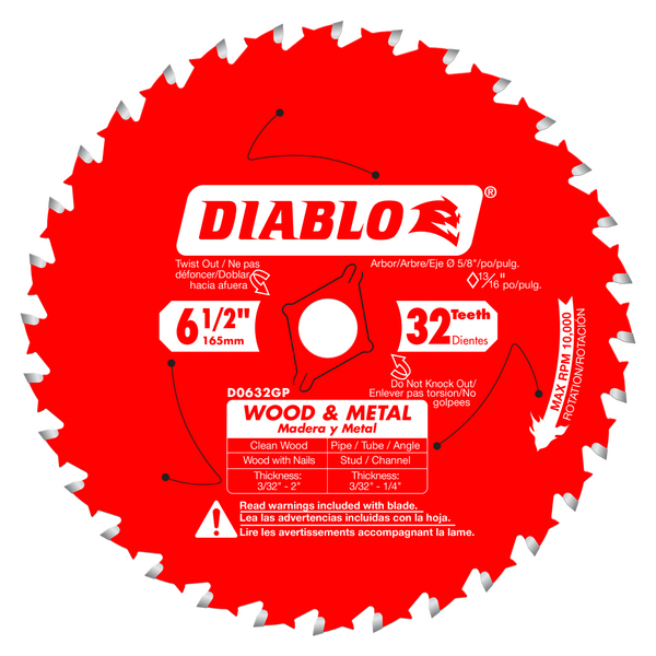 6-1/2" x 32-Teeth Carbide Saw Blade for Wood and Metal