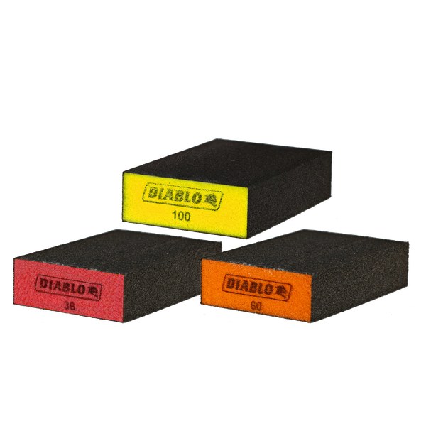 4" x 2-1/2" x 1" Assorted Flat Edge Sanding Sponges (3-Piece)