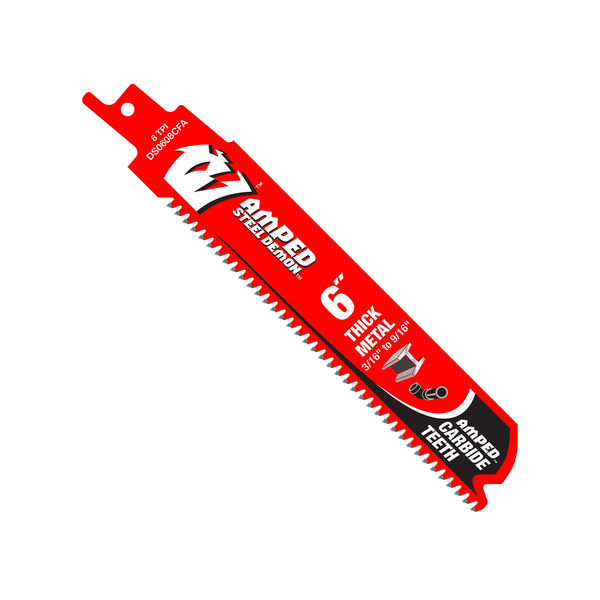 6" 8TPI AMPED™ Steel Demon™ Carbide Teeth Reciprocating Saw Blades for Thick Metal (3-Pack)