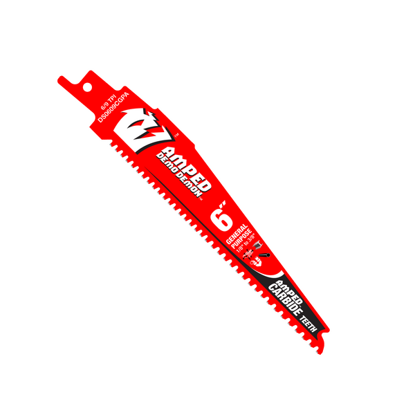 6" 6/9TPI AMPED™ Demo Demon™ Carbide Teeth Reciprocating Saw Blades for General Purpose Cuts (3-Pack)